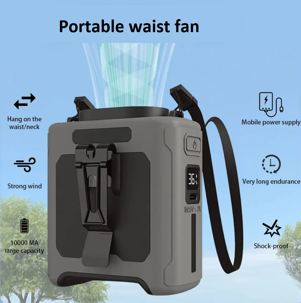 🌬️&nbsp;PORTABLE WAIST FAN&nbsp;10000mAh Wearable Waist Fan with 5 Speeds &amp; LED Light
