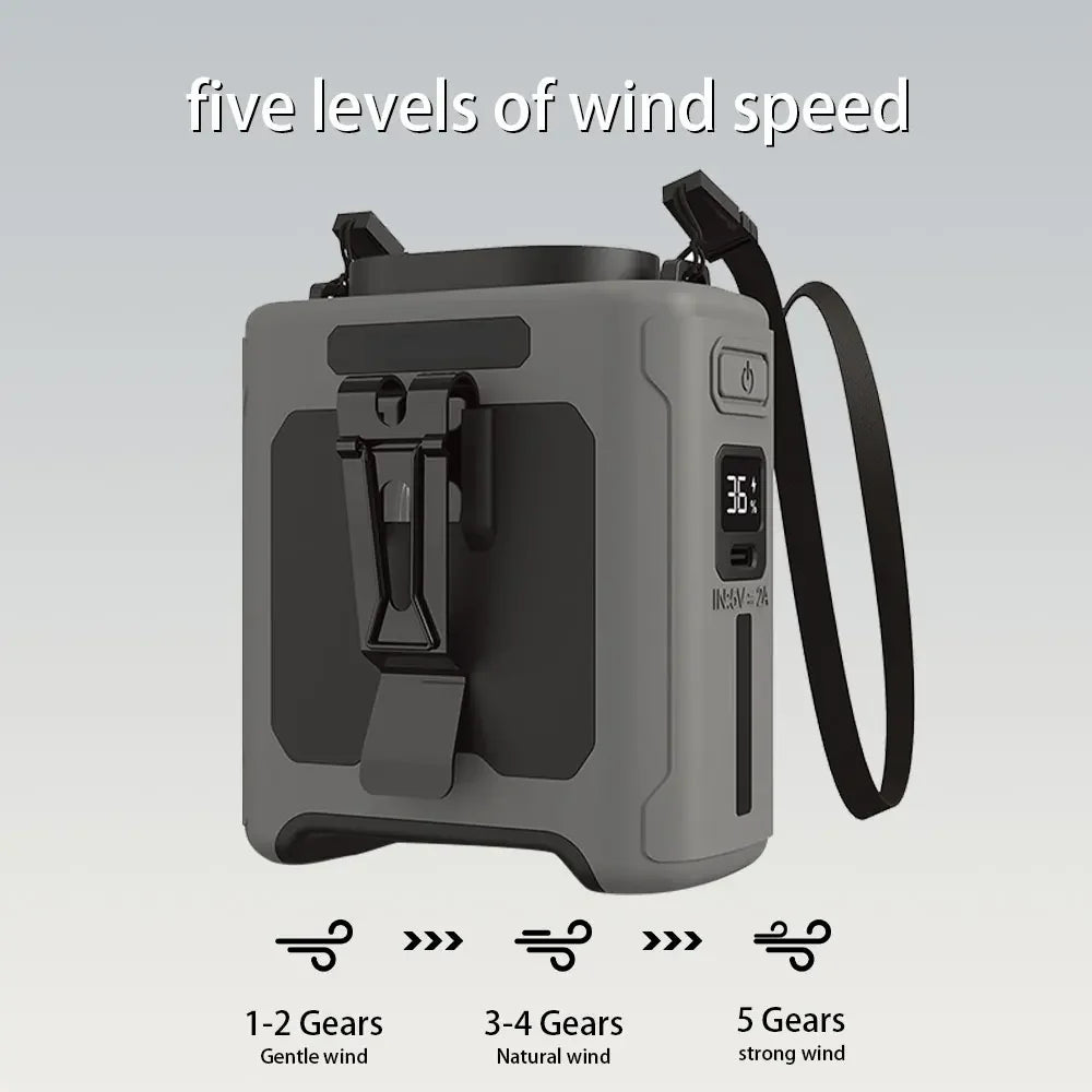 🌬️&nbsp;PORTABLE WAIST FAN&nbsp;10000mAh Wearable Waist Fan with 5 Speeds &amp; LED Light